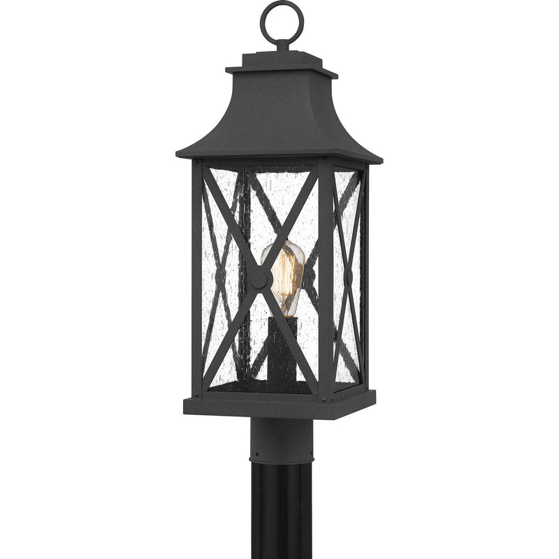 Quoizel ELB9009MB Ellerbee One Light Outdoor Post Mount, Mottled Black Main Image.jpg