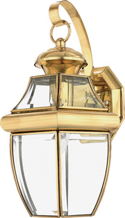 Quoizel NY8316B Newbury One Light Outdoor Wall Lantern, Polished Brass Main Image.jpg