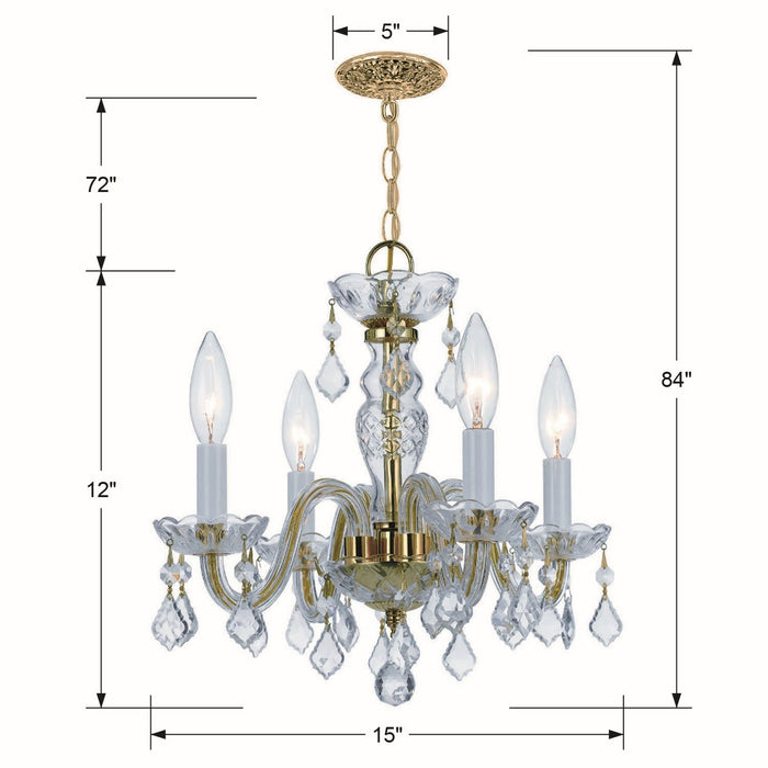 Crystorama 1064-PB-CL-I Traditional Crystal Four Light Mini Chandelier Polished Brass Alternate Image 2.jpg