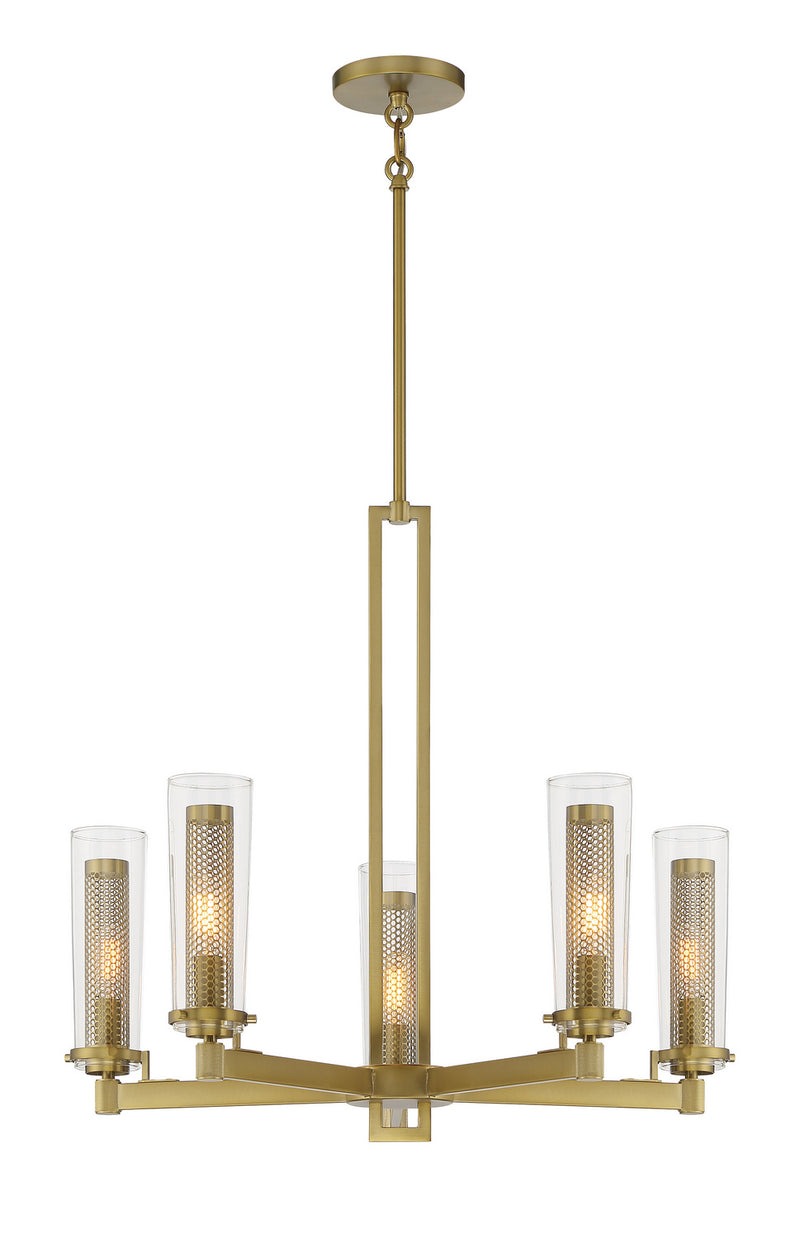 Minka-Lavery 2185-695 Emmerham Five Light Chandelier, Soft Brass Main Image.jpg
