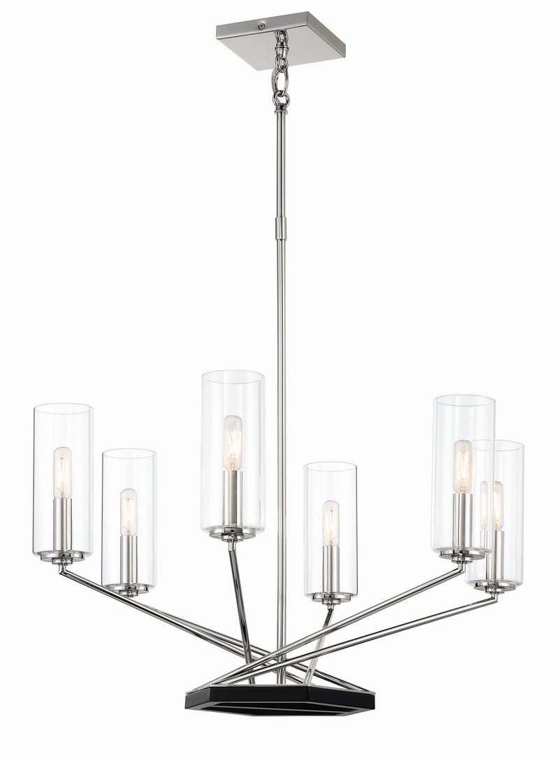 Minka-Lavery 2495-572 Highland Crossing Six Light Chandelier, Coal w/Polished Nickel Highlights Main Image.jpg