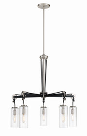 Minka-Lavery 2895-691 Pullman Junction Five Light Chandelier, Coal With Brushed Nickel Main Image.jpg