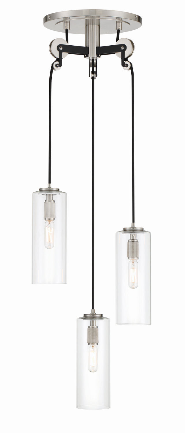 Minka-Lavery 2897-691 Pullman Junction Three Light Pendant, Coal With Brushed Nickel Main Image.jpg
