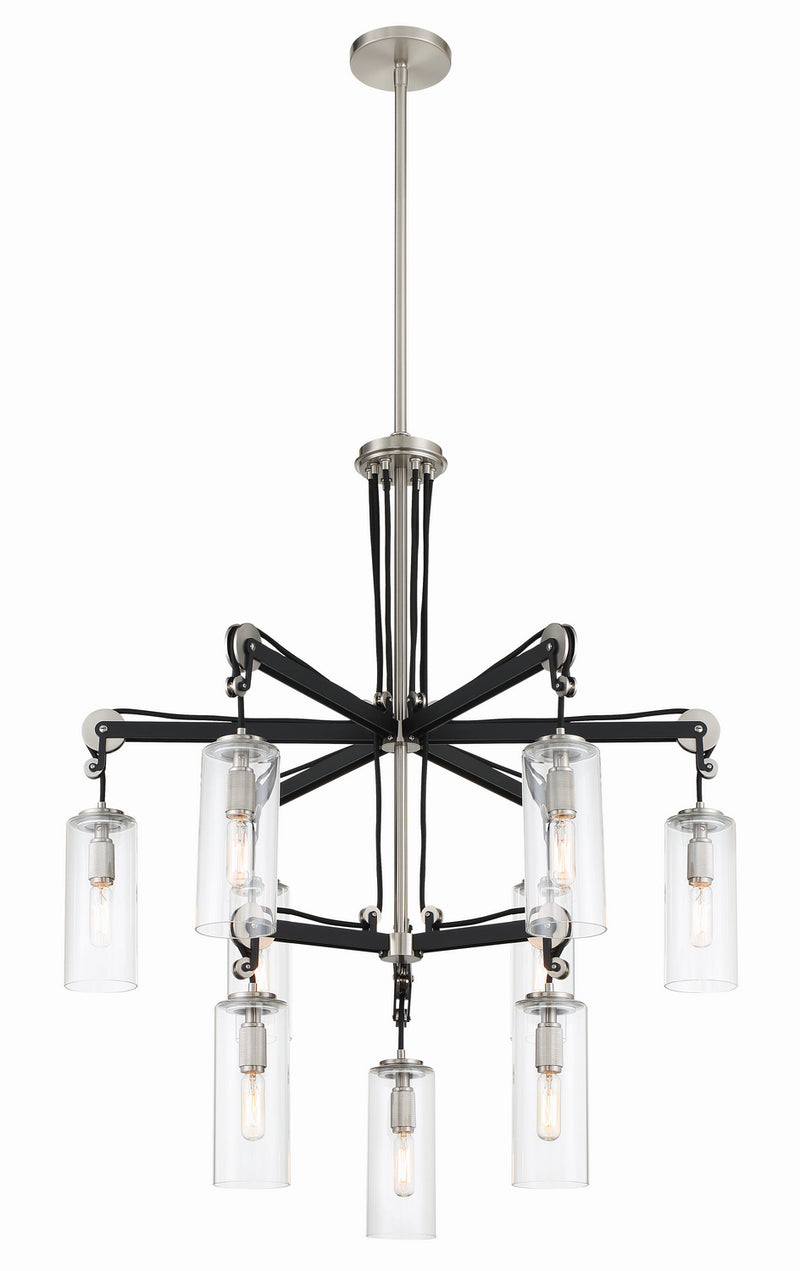 Minka-Lavery 2899-691 Pullman Junction Nine Light Chandelier, Coal With Brushed Nickel Main Image.jpg