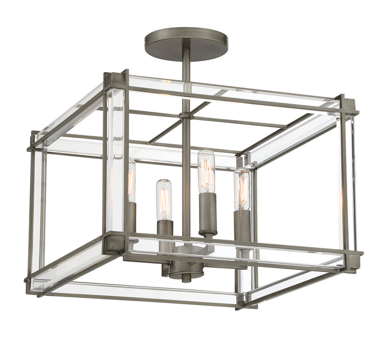 Minka-Lavery 3859-756 Langen Square Four Light Semi Flush Mount, Antique Nickel (Painted) Main Image.jpg