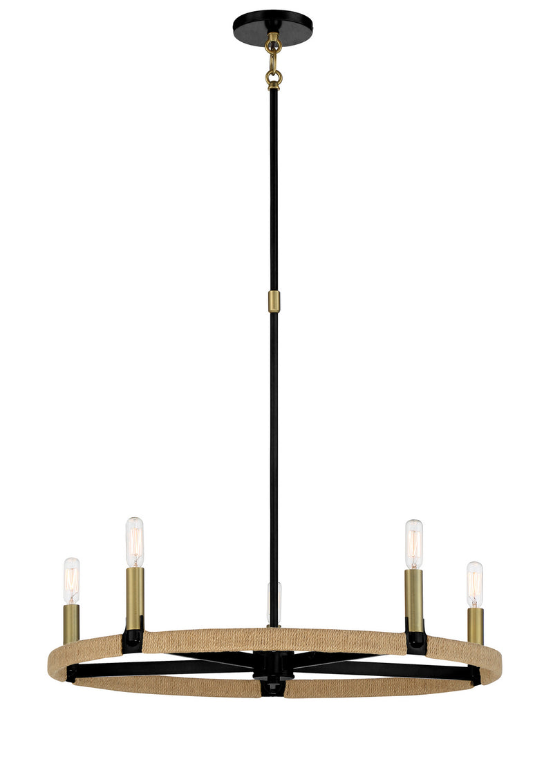 Minka-Lavery 3865-726 Windward Passage Five Light Chandelier, Coal And Soft Brass Main Image.jpg