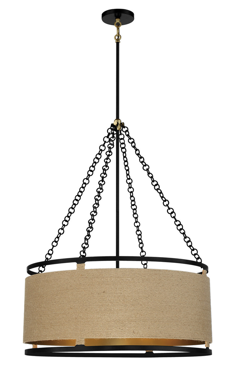 Minka-Lavery 3866-726 Windward Passage Six Light Pendant, Coal And Soft Brass Main Image.jpg