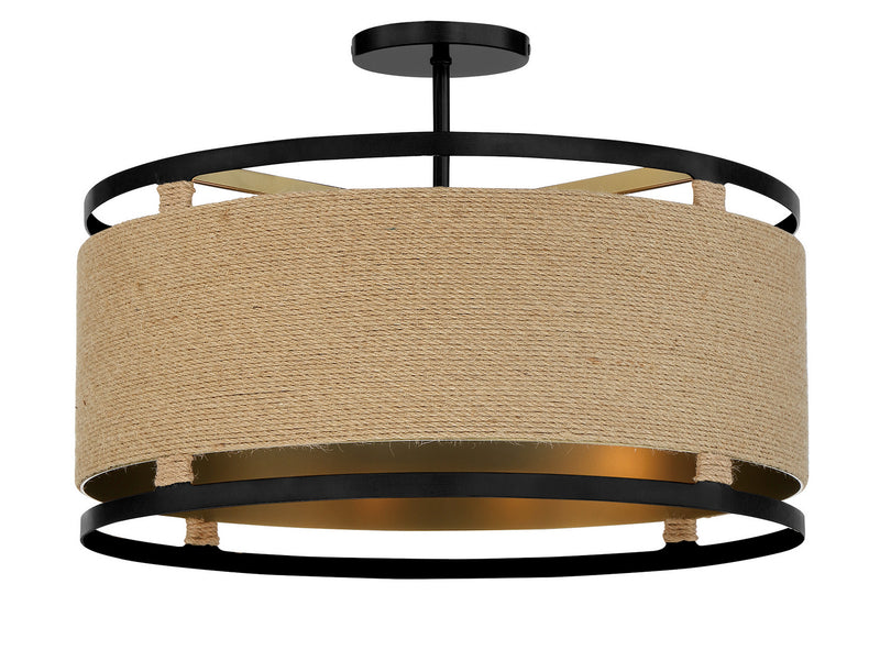 Minka-Lavery 3869-726 Windward Passage Four Light Semi Flush Mount, Coal And Soft Brass Main Image.jpg
