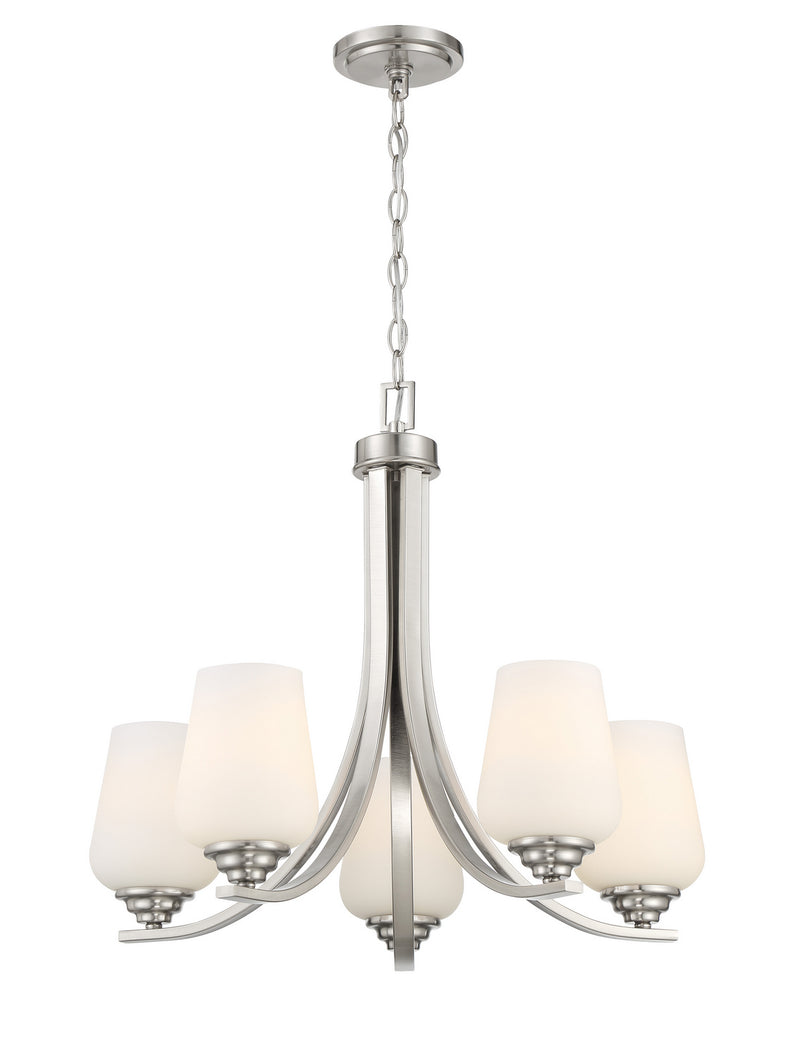 Minka-Lavery 4925-84 Shyloh Five Light Chandelier, Brushed Nickel Main Image.jpg