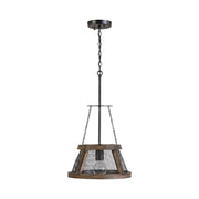 Capital Lighting 9D322A One Light Pendant, Zinc and Wood