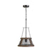 Capital Lighting 9D322A One Light Pendant, Zinc and Wood