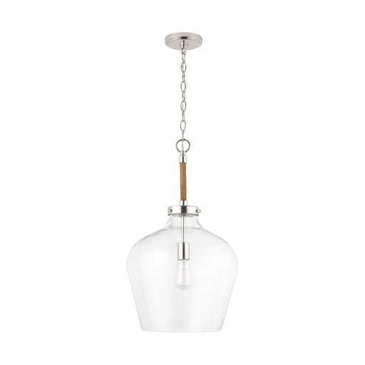 Capital Lighting 9F371A One Light Pendant, Polished Nickel