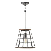 Capital Lighting AA1001ZW One Light Pendant, Zinc and Wood