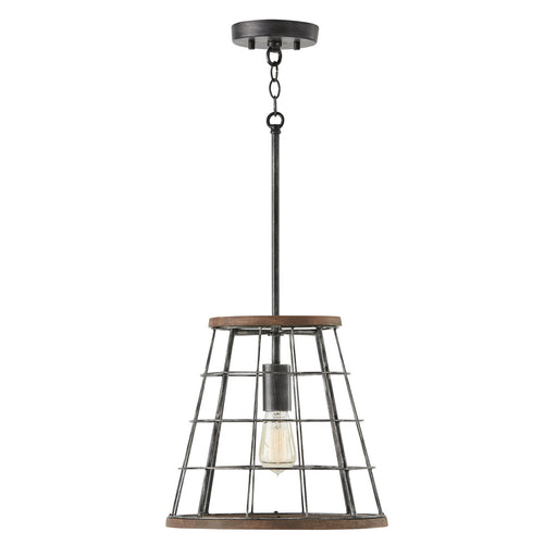 Capital Lighting AA1001ZW One Light Pendant, Zinc and Wood