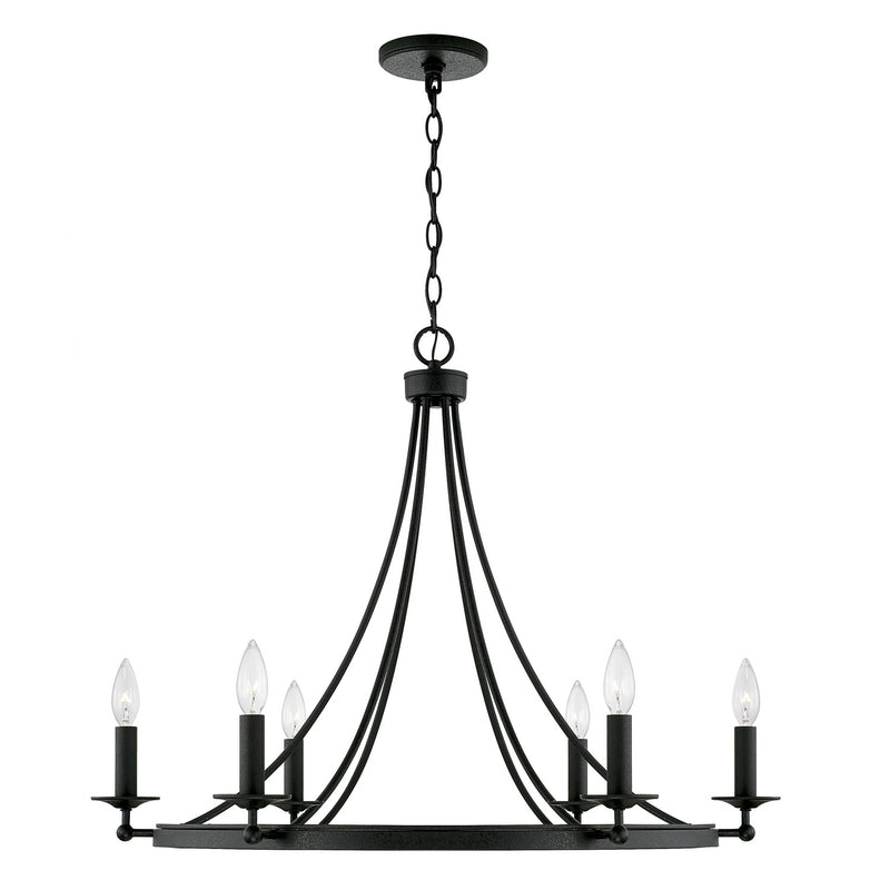 Capital Lighting AA1005BI Six Light Chandelier, Black Iron