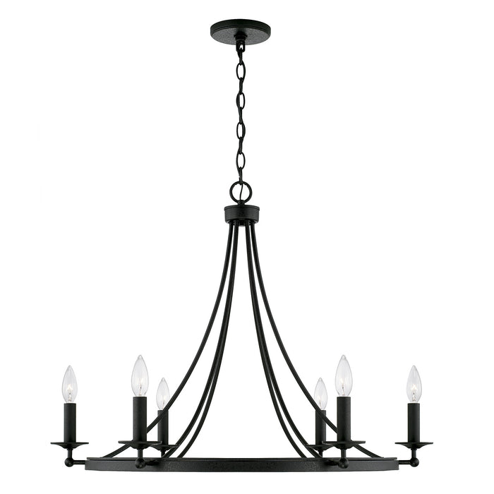 Capital Lighting AA1005BI Six Light Chandelier, Black Iron