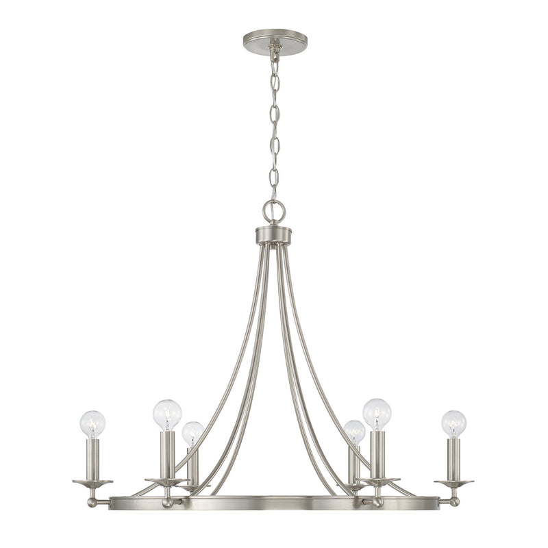 Capital Lighting AA1005BN Six Light Chandelier, Brushed Nickel