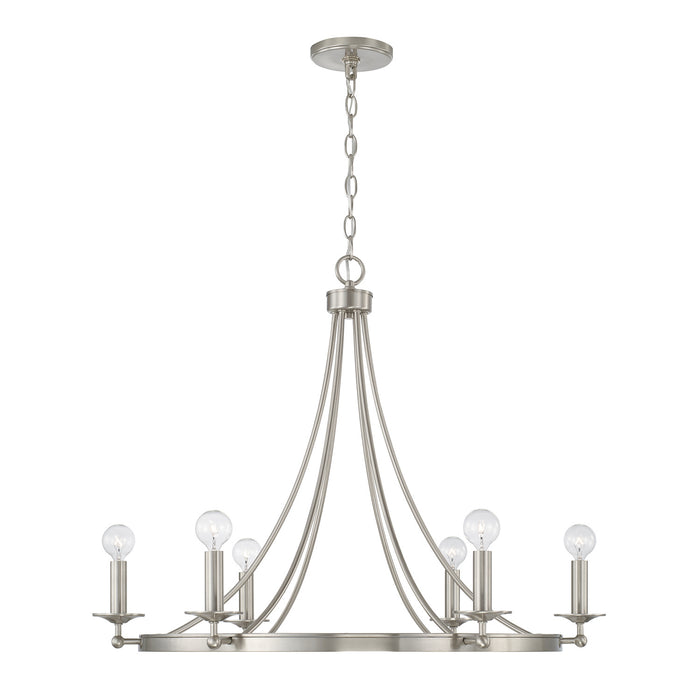 Capital Lighting AA1005BN Six Light Chandelier, Brushed Nickel