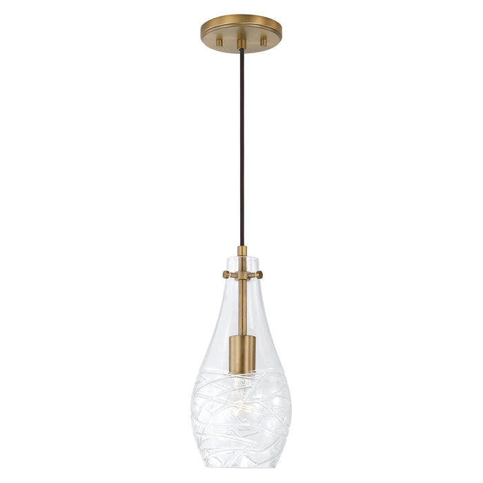Capital Lighting AA1006AD One Light Pendant, Aged Brass