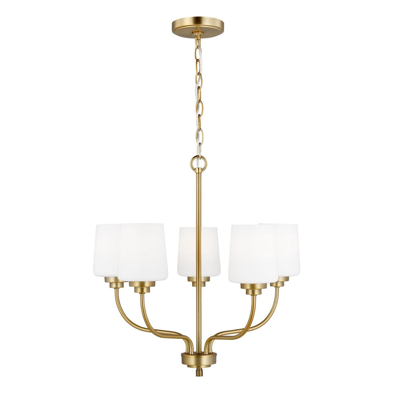 Generation Lighting 3102805-848 Windom Five Light Chandelier, Satin Brass Main Image.jpg