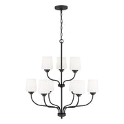 Generation Lighting 3102809-112 Windom Nine Light Chandelier, Midnight Black Main Image.jpg