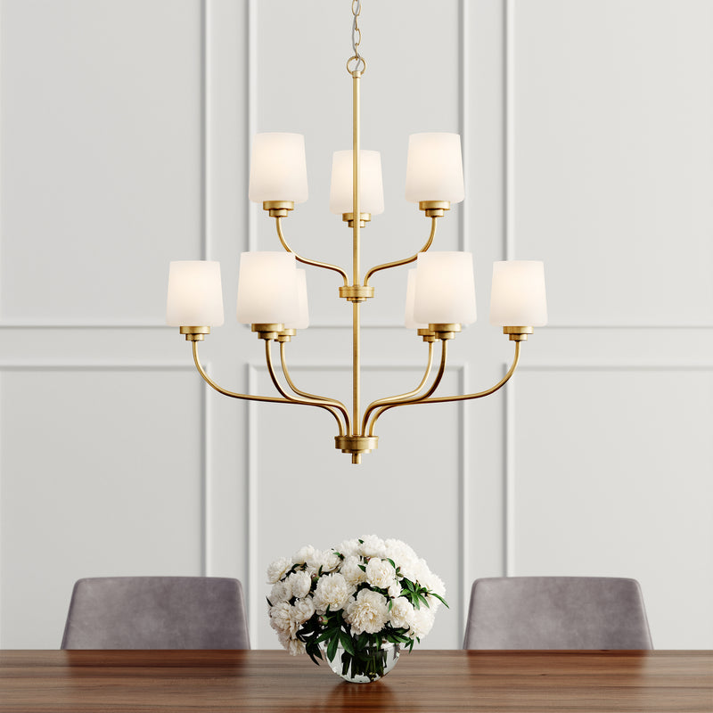 Generation Lighting 3102809-848 Windom Nine Light Chandelier, Satin Brass Alternate Image 2.jpg