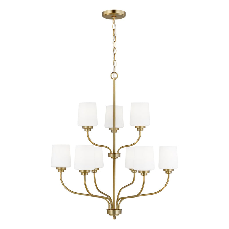 Generation Lighting 3102809EN3-848 Windom Nine Light Chandelier, Satin Brass Main Image.jpg