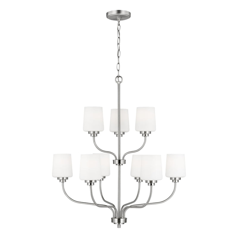 Generation Lighting 3102809EN3-962 Windom Nine Light Chandelier, Brushed Nickel Main Image.jpg