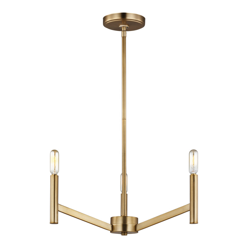 Visual Comfort Studio 3124303-848 Vector Three Light Chandelier, Satin Brass Main Image.jpg