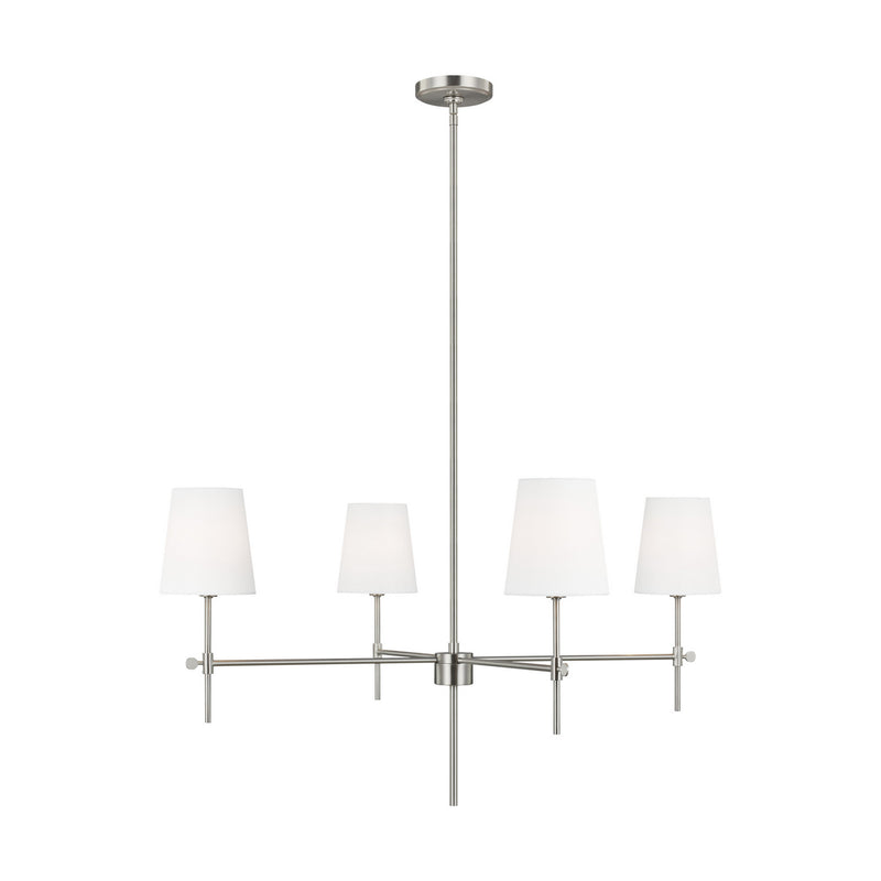 Visual Comfort Studio 3287204-962 Baker Four Light Chandelier, Brushed Nickel Main Image.jpg