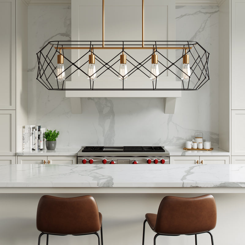 Visual Comfort Studio 6634105-848 Zarra Five Light Linear Chandelier, Satin Brass Alternate Image.jpg