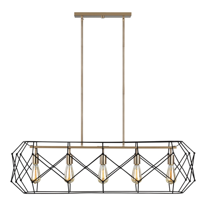 Visual Comfort Studio 6634105-848 Zarra Five Light Linear Chandelier, Satin Brass Main Image.jpg