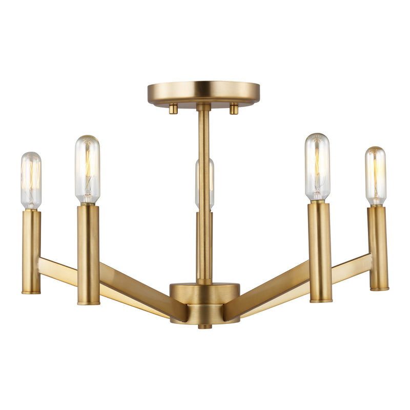 Visual Comfort Studio 7724305-848 Vector Five Light Semi-Flush Mount, Satin Brass Main Image.jpg