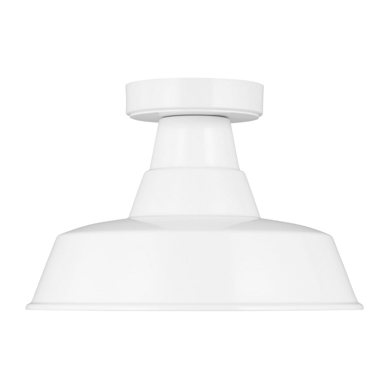 Visual Comfort Studio 7837401-15 Barn Light One Light Outdoor Flush Mount, White Main Image.jpg