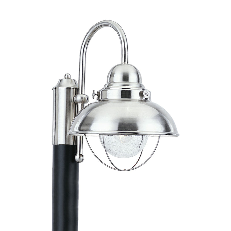 Generation Lighting 8269EN3-98 Sebring One Light Outdoor Post Lantern, Brushed Stainless Main Image.jpg