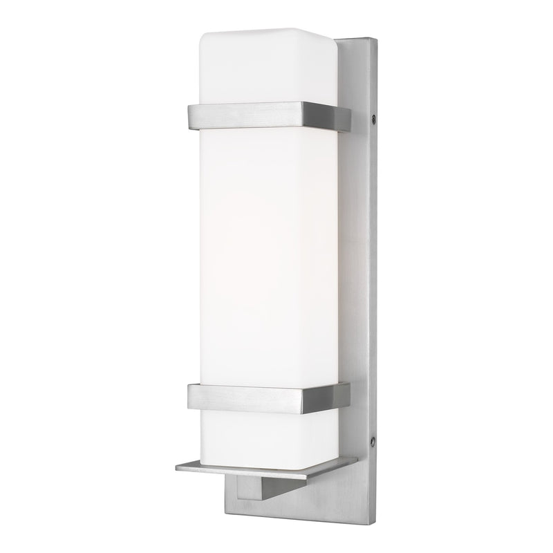 Generation Lighting 8620701-04 Alban One Light Outdoor Wall Lantern, Satin Aluminum Main Image.jpg