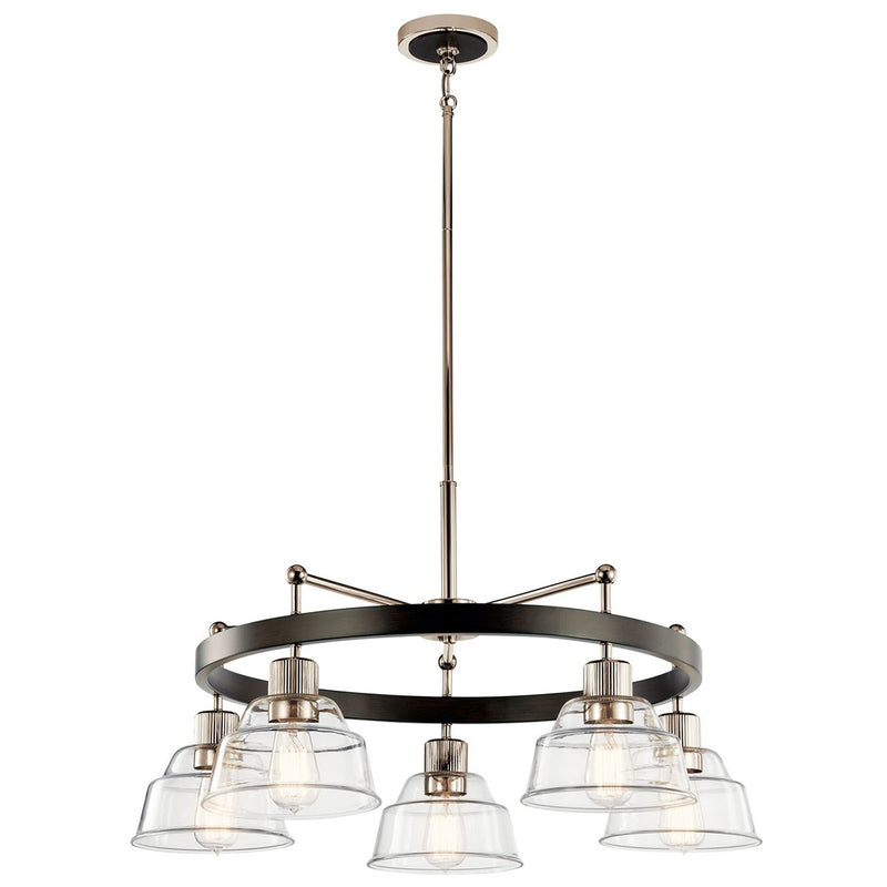 Kichler 52403PN Five Light Chandelier, Polished Nickel