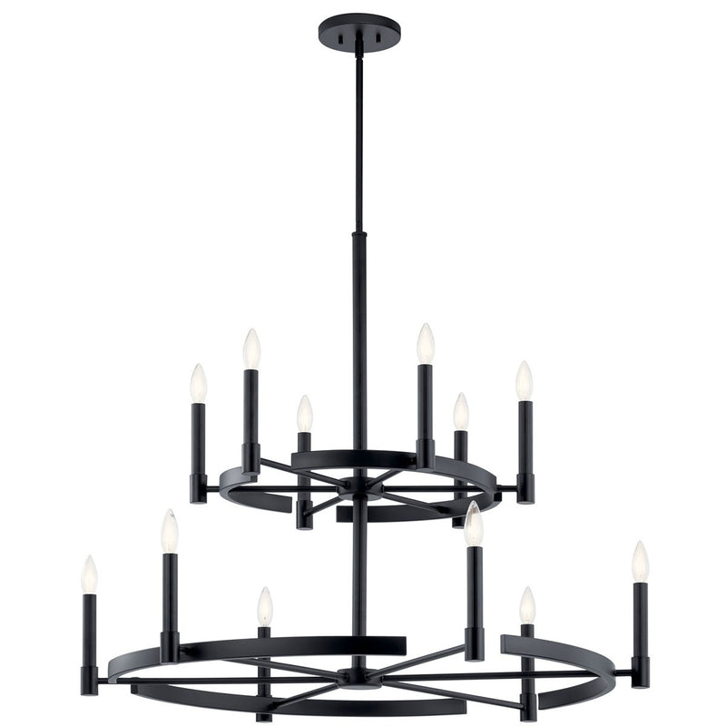 Kichler 52428BK 12 Light Chandelier, Black