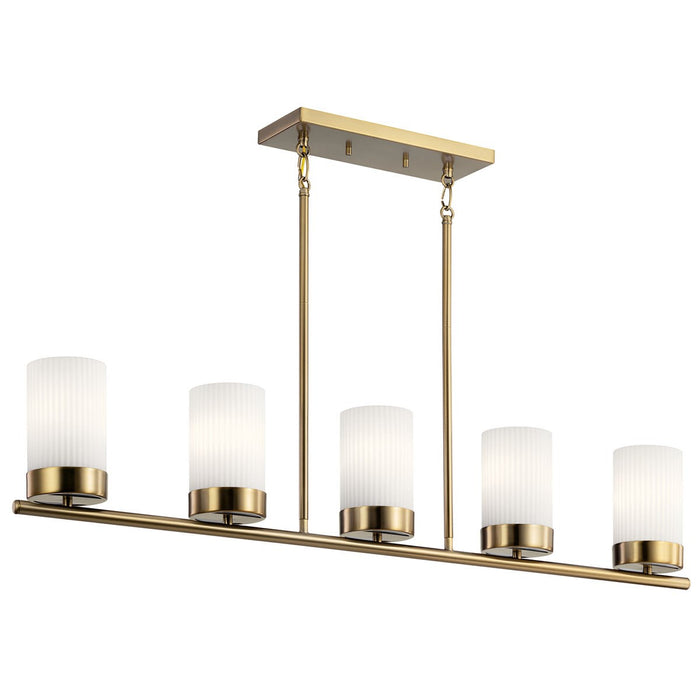 Kichler 52430BNB Ciona Five Light Linear Chandelier, Brushed Natural Brass Main Image.jpg