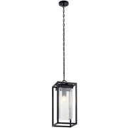Kichler 59064BSL One Light Outdoor Pendant, Black with Silver Highlights