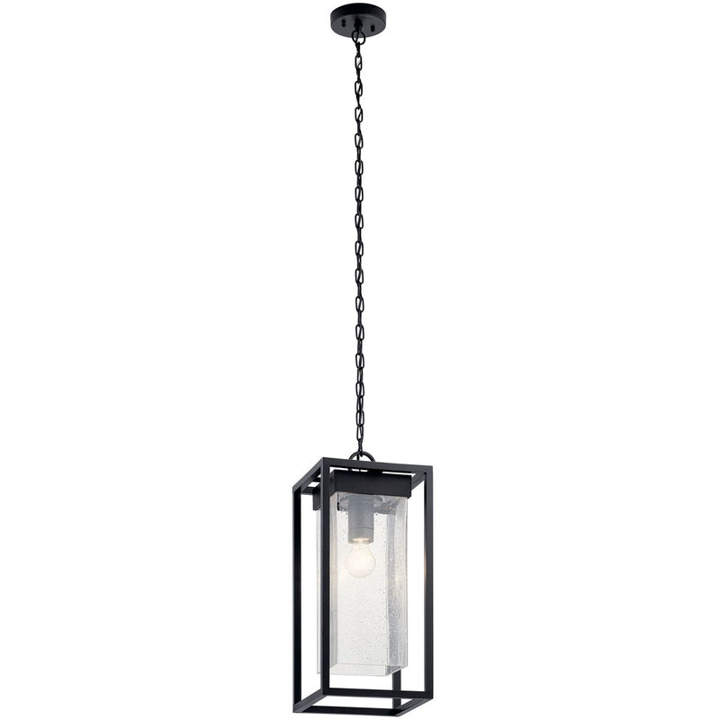 Kichler 59064BSL One Light Outdoor Pendant, Black with Silver Highlights