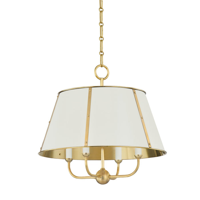 Hudson Valley MDS120-AGB/OW Cambridge Four Light Chandelier, Aged Brass/Off White Main Image.jpg