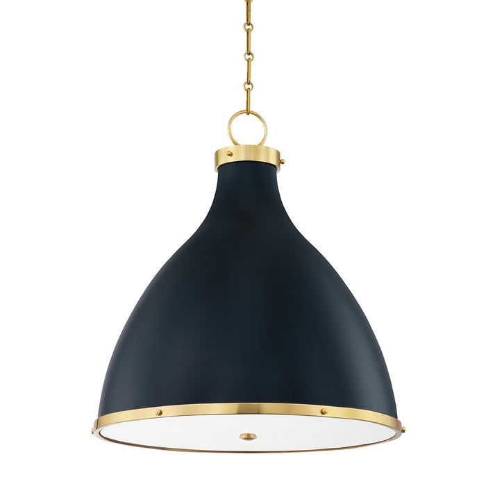 Hudson Valley MDS362-AGB/DBL Painted No. 3 Three Light Pendant, Aged Brass/Darkest Blue Main Image.jpg