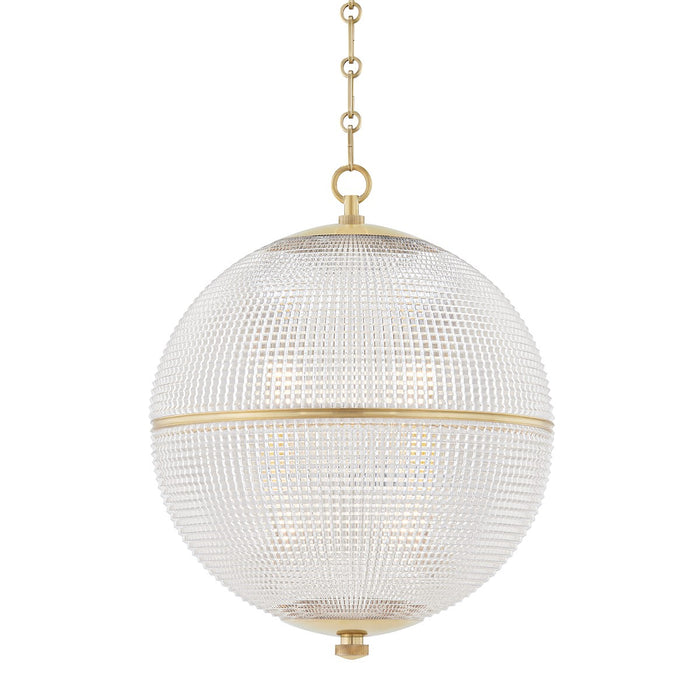 Hudson Valley MDS801-AGB Sphere No. 3 One Light Pendant, Aged Brass Main Image.jpg