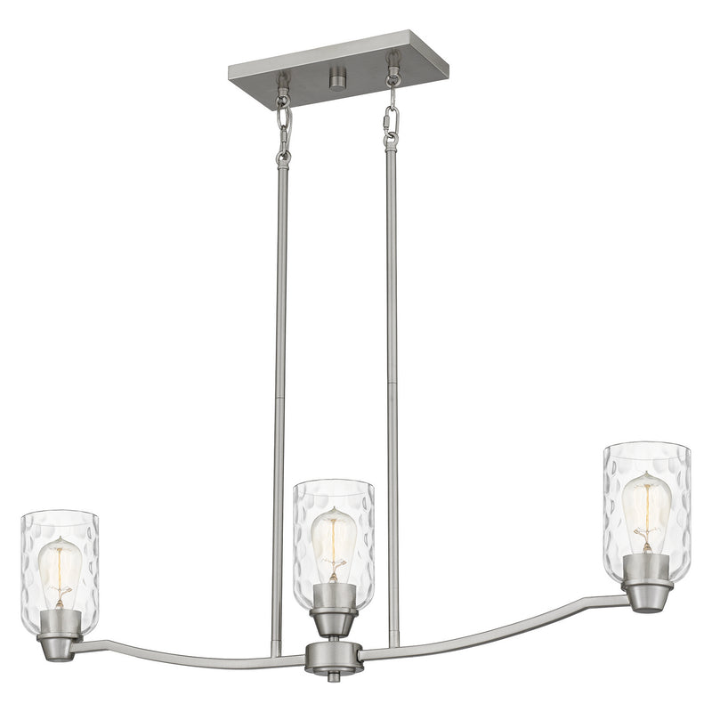 Quoizel ACA335BN Acacia Three Light Linear Chandelier, Brushed Nickel Main Image.jpg