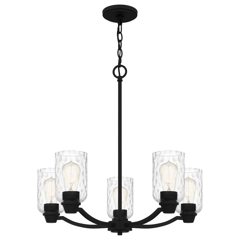 Quoizel ACA5024MBK Acacia Five Light Chandelier, Matte Black Main Image.jpg