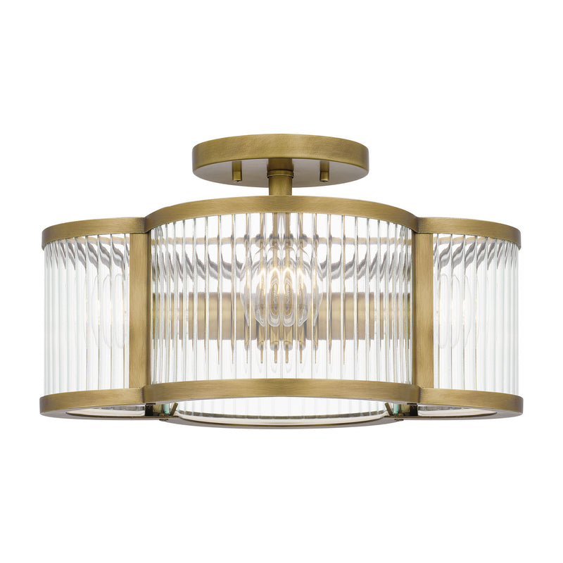 Quoizel ASR1715WS Aster Four Light Semi-Flush Mount, Weathered Brass Main Image.jpg