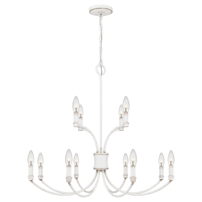 Quoizel BRR5032AWH Briar 12 Light Chandelier, Antique White Main Image.jpg