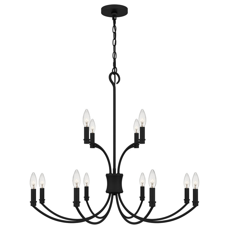 Quoizel BRR5032MBK Briar 12 Light Chandelier, Matte Black Main Image.jpg