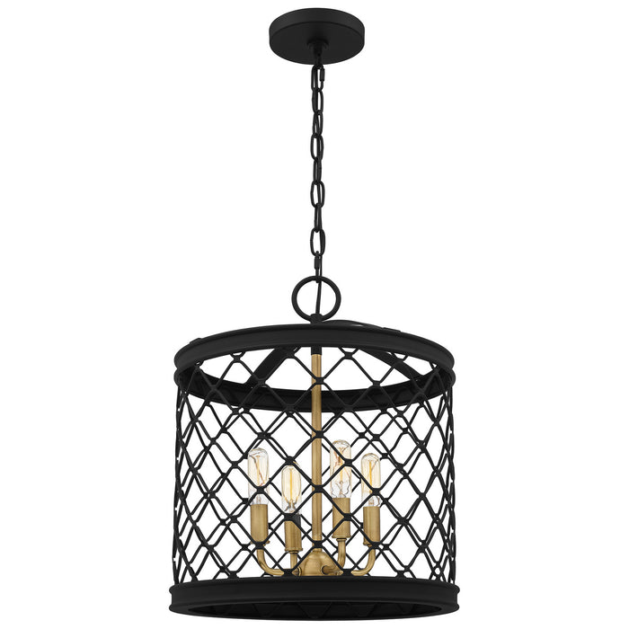 Quoizel CAI2814EK Calais Four Light Pendant, Earth Black Main Image.jpg